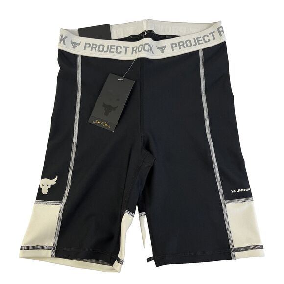 New Women’s Under Armour Project Rock Bike Shorts Workout Small NWT Compression - Picture 1 of 7